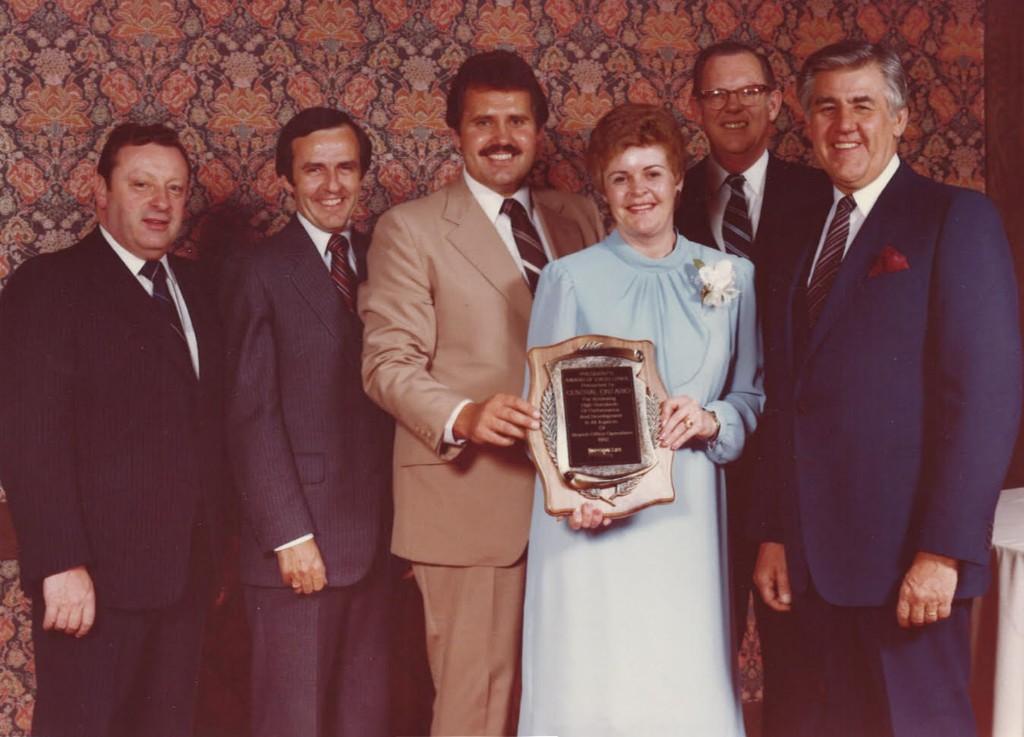 Dave Westlake's team receiving the President's Award of Excellence, 1982