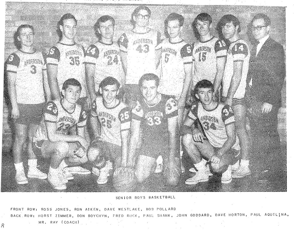 Anderson senior boys basketball team with Dave Westlake