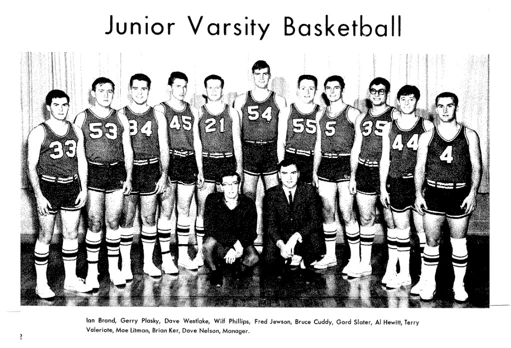 Dave Westlake, number 34, with the Junior Varsity basketball team